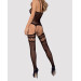 Бодістокінг Obsessive Bodystocking F214 black S/M/L, імітація корсета та панчіх на підв’язках