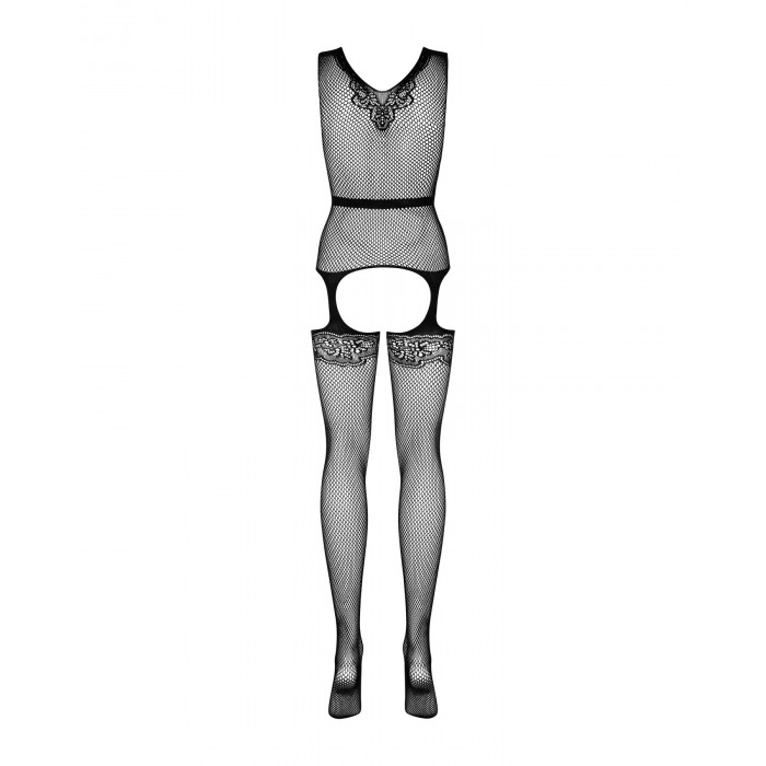 Бодистокинг Obsessive Bodystocking F217 S/M/L, элегантный силуэтный рисунок, имитация чулок