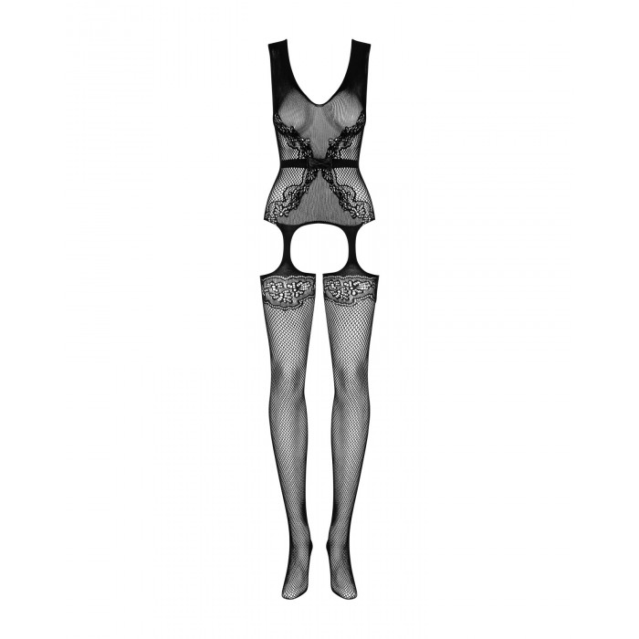 Бодістокінг Obsessive Bodystocking F217 XL/XXL, елегантний силуетний малюнок, імітація панчіх