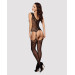 Бодістокінг Obsessive Bodystocking F221 XL/XXL, силуетний квітковий малюнок, імітація панчіх