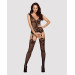Бодістокінг Obsessive Bodystocking F221 XL/XXL, силуетний квітковий малюнок, імітація панчіх