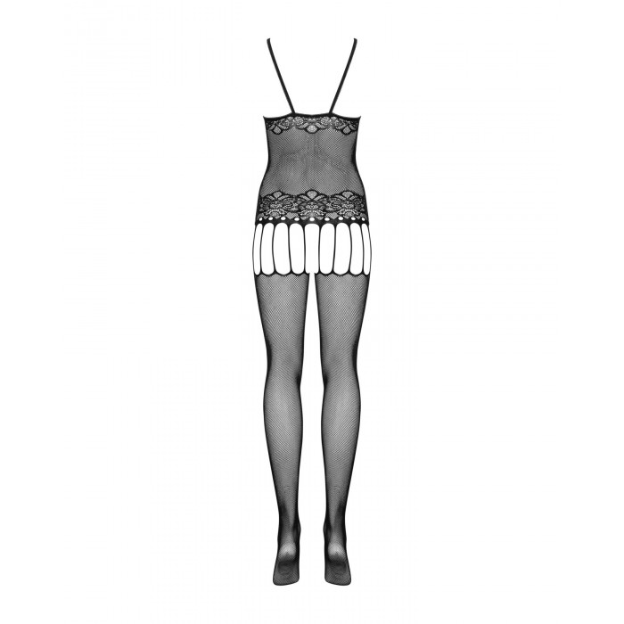 Бодістокінг Obsessive Bodystocking F235 S/M/L, тонкі підв’язки, ніжний декор, сіточка