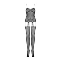 Бодистокинг Obsessive Bodystocking F235 S/M/L, тонкие подвязки, нежный декор, сеточка
