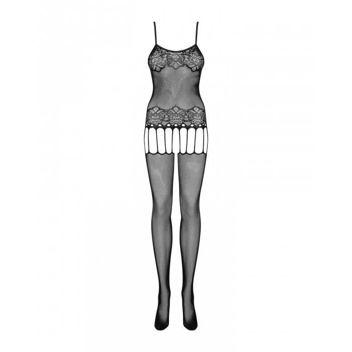 Бодістокінг Obsessive Bodystocking F235 S/M/L, тонкі підв’язки, ніжний декор, сіточка