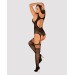 Бодістокінг Obsessive Bodystocking F236 S/Ml/L, глибоке декольте, імітація шнурівки
