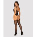 Бодістокінг Obsessive Bodystocking F237 XL/XXL, рослинне плетіння, імітація панчіх