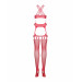 Бодістокінг Obsessive Bodystocking G313 S/M/L red, шнурівка, геометричний декор