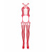 Бодістокінг Obsessive Bodystocking G313 S/M/L red, шнурівка, геометричний декор