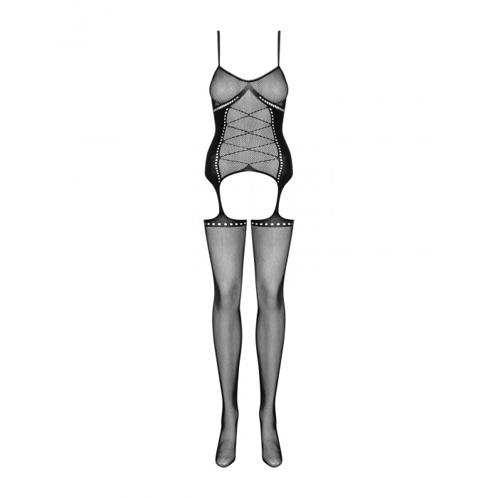 Бодістокінг Obsessive Bodystocking G314 S/M/L, імітація корсету та корсетного шнурівки