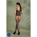 Бодістокінг Passion ECO BS001 One Size black, з доступом, імітація підв’язок, флористичний декор