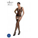 Бодістокінг Passion ECO BS001 One Size black, з доступом, імітація підв’язок, флористичний декор