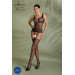 Бодістокінг Passion ECO BS001 One Size black, з доступом, імітація підв’язок, флористичний декор