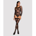 Бодістокінг Obsessive Bodystocking G320 S/M/L, панчохи, боді, декор у вигляді ліній