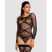 Бодістокінг Obsessive Bodystocking G320 S/M/L, панчохи, боді, декор у вигляді ліній