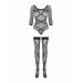 Бодістокінг Obsessive Bodystocking G320 S/M/L, панчохи, боді, декор у вигляді ліній