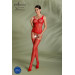 Бодістокінг Passion ECO BS001 One Size red, з доступом, імітація підв’язок, флористичний декор