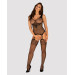 Бодістокінг Obsessive Bodystocking G323 S/M/L black, малюнок бджоли та метелика