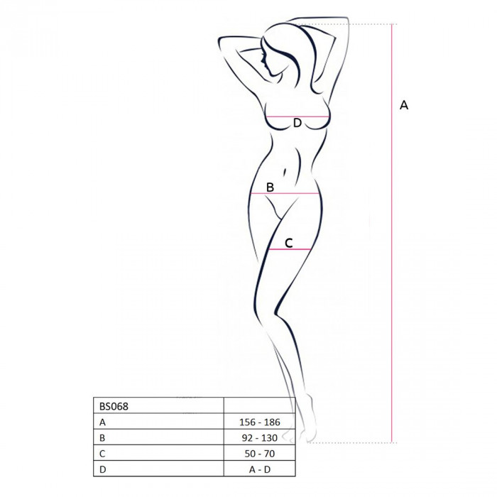 Бодістокінг Passion BS068 white, комбінезон, велика сітка, довгий рукав