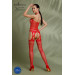 Бодістокінг Passion ECO BS006 red, з доступом, халтер, імітація підв’язок
