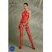 Бодістокінг Passion ECO BS006 red, з доступом, халтер, імітація підв’язок