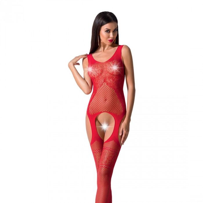 Бодістокінг Passion BS061 red, комбінезон, імітація панчох