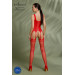 Бодістокінг Passion ECO BS007 red, з доступом, силуетний малюнок, імітація підв’язок
