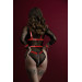 Женская сбруя с цепью и фиксаторами Feral Feelings Harness with Cuffs Red