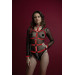 Женская сбруя с цепью и фиксаторами Feral Feelings Harness with Cuffs Red