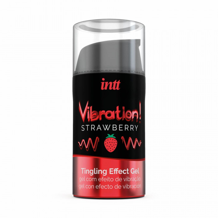 Рідкий вібратор Intt Vibration Strawberry (15 мл) EXTRA GREEN, дуже смачний, діє до 30 хвилин