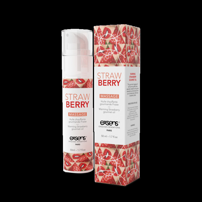 Масажна олія EXSENS Strawberry 50 мл розігрівальна, без цукру, без парабенів, їстівна