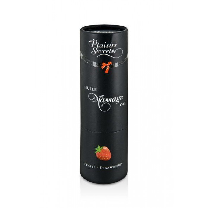 Масажна олія Plaisirs Secrets Strawberry (59 мл) з афродизіаками, їстівна, подарункова упаковка