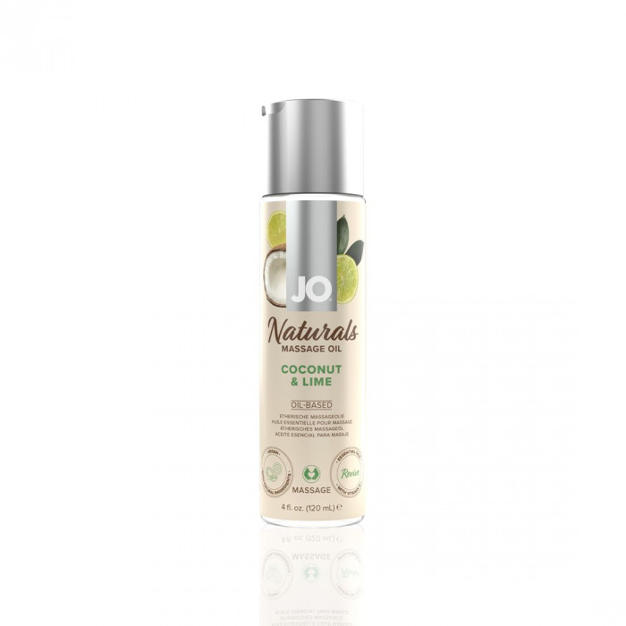 Масажна олія System JO – Naturals Massage Oil – Coconut & Lime з натуральними ефірними оліями (120 м