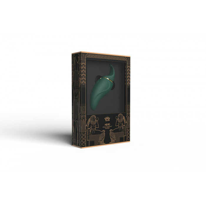 Вібратор 2в1 з язичком Zalo — Hero Jewel Green, кристал Swarovski