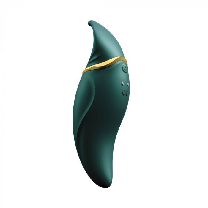 Вібратор 2в1 з язичком Zalo — Hero Jewel Green, кристал Swarovski