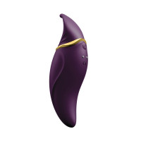 Вібратор 2в1 з язичком Zalo — Hero Twilight Purple, кристал Swarovski