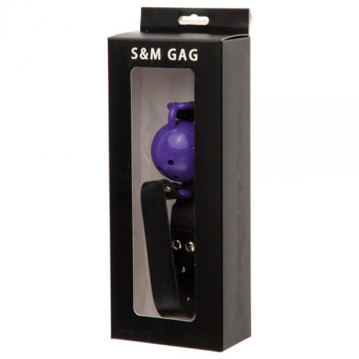 F61409 Кляп из экокожи Loveshop Latex BREATHABLE BALL GAG PURPLE
