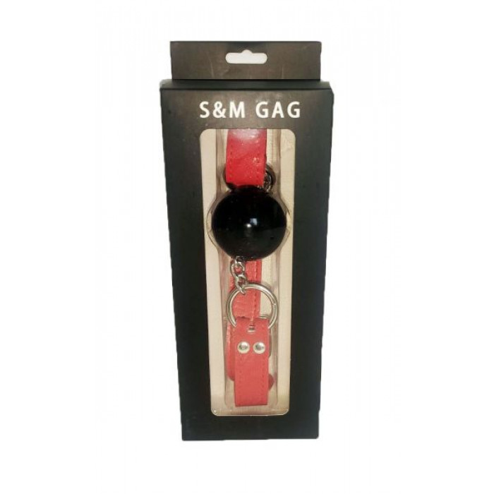 F61402 Кляп из экокожи Loveshop BREATHABLE BALL GAG BLACK/RED