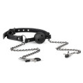 Кляп з зажимами на соски Open Ball Gag With Nipple Clamps