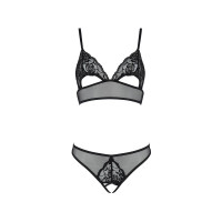 Комплект: бралет з ажурним ліфом та відкритими трусиками Christa Set with Open Bra black XXL/XXXL — Комплект: бралет з ажурним ліфом та відкритими трусиками Christa Set with Open Bra black XXL/XXXL —