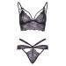 Эротический комплект со стрепами и стразами Leg Avenue Ready Or Not S Black, бра + стринги