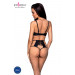 Комплект белья Passion TASMINA SET L/XL black, лиф, высокие трусики с корсетом сзади