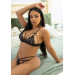 Эротический комплект со стрепами и стразами Leg Avenue Ready Or Not M Black, бра + стринги