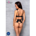 Комплект белья Passion TASMINA SET S/M black, лиф, высокие трусики с корсетом сзади