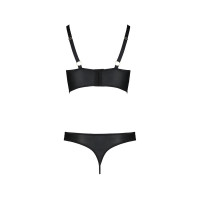 Комплект з екошкіри з люверсами та ремінцями Malwia Bikini black S/M — Passion, бра та трусики Комплект з екошкіри з люверсами та ремінцями Malwia Bikini black S/M — Passion, бра та трусики