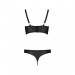 Комплект з екошкіри з люверсами та ремінцями Malwia Bikini black S/M — Passion, бра та трусики