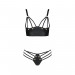 Комплект з екошкіри з люверсами та ремінцями Malwia Bikini black S/M — Passion, бра та трусики