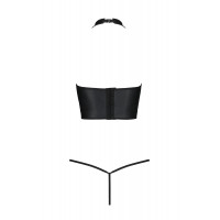 Комплект белья с открытой грудью Passion GENEVIA SET WITH OPEN BRA XXL/XXXL black, корсет, стринги
