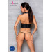 Комплект белья с открытой грудью Passion GENEVIA SET WITH OPEN BRA XXL/XXXL black, корсет, стринги