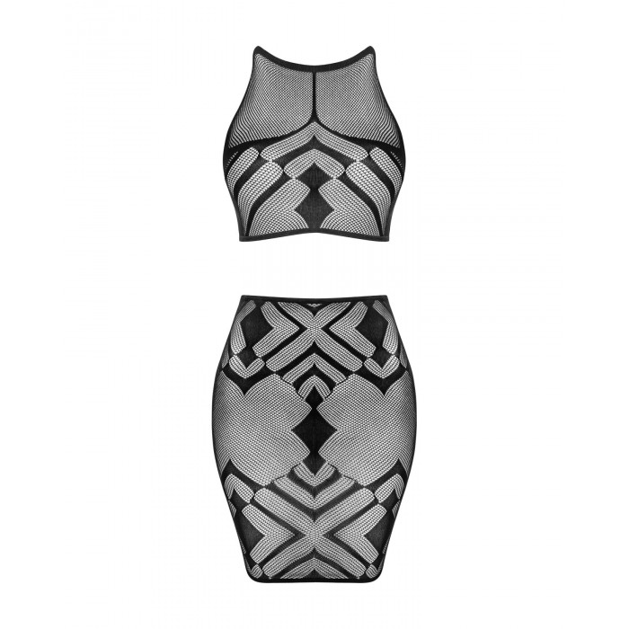Эротичный полупрозрачный комплект Obsessive K101 top & skirt S/M/L, топ, юбка
