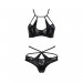 Комплект белья NAVEL SET black XXL/XXXL - Passion Exclusive: трусики и лиф с элементами под латекс